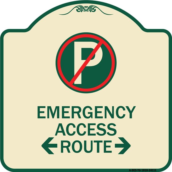 Signmission Emergency Access Route W/ Bidirectional Arrow Heavy-Gauge Aluminum Sign, 18" x 18", TG-1818-24111 A-DES-TG-1818-24111 - main